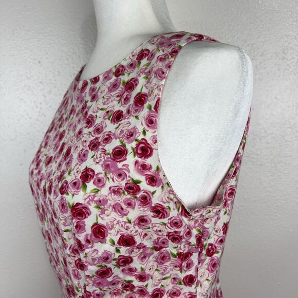 CDC Dress Women 12 White Red Pink Floral All Over Print Sheath Sleeveless Casual - Picture 9 of 12